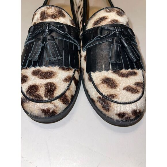 TALBOTS LAURA TASSEL CALF HAIR LOAFERS - SNOW LEOPARD Size 7 A12 - Picture 3 of 7